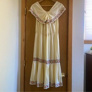 Unique Cream Embroidered Peasant Dress